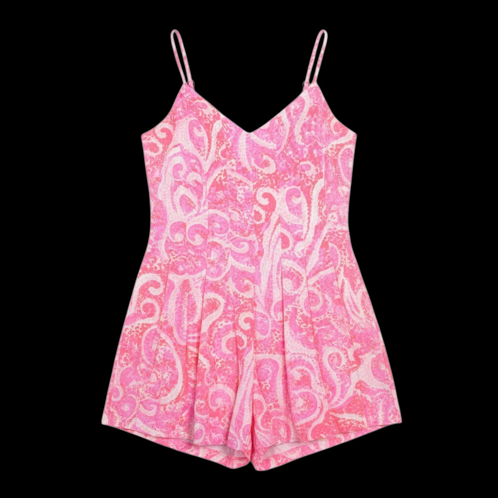 Lilly Pulitzer Kyla Romper Pink Pout Paisley Dot Mini Dress Playsuit Short Siz 0